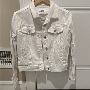 Zara White Denim Trucker Jacket